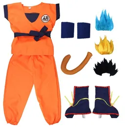Halloween Kinder Erwachsene Anzüge Son Goku Cosplay Kostüm Anime Superhelden Overall Schwarz Haar Kostüm Dress Up Y0903216A