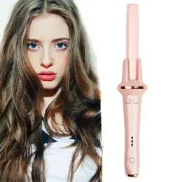 Julgåva Ionic Ceramic Barrel Professional 360 Wavy Beach Waver Auto Rotating Hair Curler Wand Automatisk curlingjärn 240115