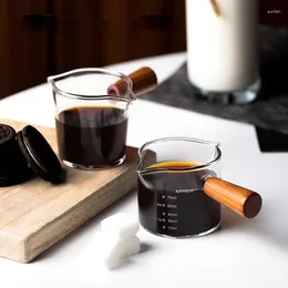 Wine Glasses 1Pc Glass Measuring Cup DIY Wood Handle Espresso Milk Coffee Clear Jug Supplies Kitchen Measure Mug