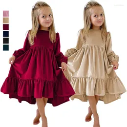 Abiti da ragazza Ragazze Halloween Velluto Abito nero Bambini Autunno Inverno Volant Manica lunga Spettacolo Abito da festa Abito da sera da sposa Principessa 7-12T