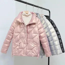 Gabardinas De Mujer Otoño Invierno Abrigo De Algodón Corto Cálido Engrosado Moda Cuello De Pie Sólido Chaqueta Informal Suelta Y Dulce para Niñas