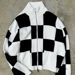 Cole Buxton Jacket Men's Justy Gym Cole Buxton Sweater High Street 1 1 1 Black and White Checkerboard ثنائية الاتجاه المعطف Sweater Coat S-XL 1110