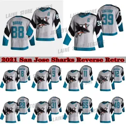 Maglia personalizzata da uomo donna giovanile San Jose Sharks Jersey Reverse Retro 88 Brent Burns 39 LOGAN COUTURE 9 Evander Kane 65 Erik Karlsson 48 HERTL Maglie da hockey