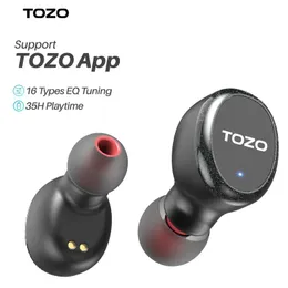 Fones de ouvido TOZO T10S Mini True Wireless Earbuds Bluetooth 5.2 Fones de ouvido com Big Bass EQ personalizado 30H Playtime para corrida Sports Black