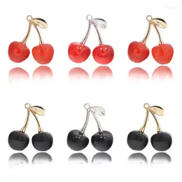 Ciondoli 6PCS Frutta Ciliegia Acrilico Tridimensionale Ornamenti per le orecchie Collana con ciondolo Portachiavi Materiale Accessori pendenti Fascino