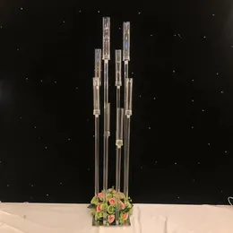 装飾花Vase8ヘッドキャンドルホルダー背景アクリルトールカンデラブラキャンドルスティックホルダーウェディングテーブルセンターピースフラワースタンドC