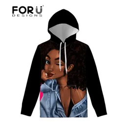 Sweatshirts FORUDESIGNS Women Hoodies Black Art African Girls Printing Pullovers Hoodie Ladies Sweatshirt Long Sleeve Hoodies Couple Wear V191
