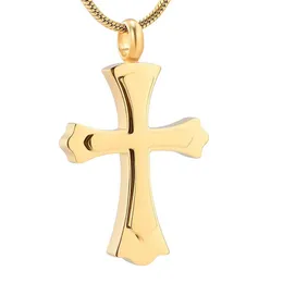 IJD12236 Collana per cremazione croce color oro Alta lucidatura Medaglione urna commemorativa impermeabile per i propri cari Ceneri Keepsake276e