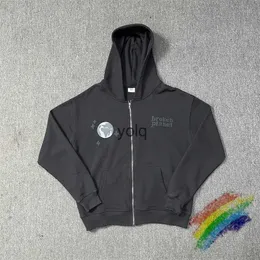 Erkek Hoodies Sweatshirts Hırka Kırık Gezegen Hoodies Erkek Kadın Fermuar Kapşonlu Sıradan Sweatshirt Puff Baskı Pulloveryolq