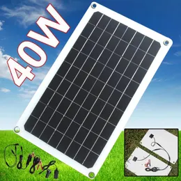 Acessórios 40w painel solar kit 18v energia monocristalina portátil ao ar livre célula solar carro navio acampamento caminhadas viagem telefone carregador de bateria