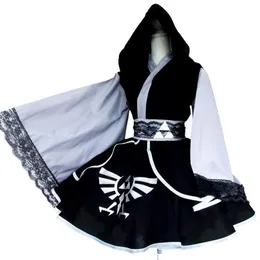 The Legend of Zelda Shadow Link Black Lolita Kimono Dress Game Cosplay Costplay213J