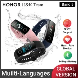 Pulseiras Honor band 5 Versão Global smartband AMOLED Huawei smartwatch coração raiva ftness rastreador de sono natação esporte trakcer gps