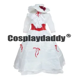 Mary Poppins Movie Princesa Mary White Party Dress Cosplay Costume259r