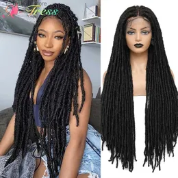 Perucas sintéticas X-TRESS perucas trançadas de renda completa faux locs peruca dianteira de renda sintética para mulheres 32 polegadas longas e retas dreadlocks parte livre perucas de renda q240115