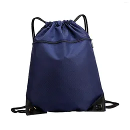 Sacos ao ar livre mochila de cordão com bolso com zíper portátil resistente ao desgaste grande saco de corda para homens mulheres viagens dança caminhadas