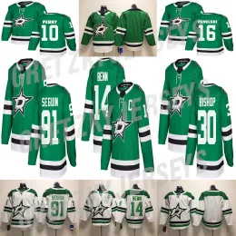 Benutzerdefinierte Herren Damen Jugend Dallas Stars Jersey 16 Joe Pavelski 14 Jamie Benn 91 Tyler Seguin 30 Ben Bishop Grün Weiß genähte Hockey-Trikots