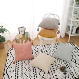 Housse d'oreiller décorative tricotée, couvre-lit tissé géométrique, style Boho de ferme, pour canapé-lit, décoration nordique pour la maison