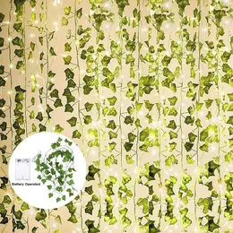 سلاسل 5M 50 بطارية تعمل سلسلة الضوء الاصطناعي Ivy Fairy Tree Tree Garland for Bedroom Startain Dorm Decord Decor