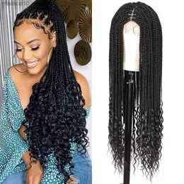 الباروكات الاصطناعية kalyss 36 شعر مستعار مزدوج الدانتيل المزدوج مع بوهو مجعد النهايات مربع cornrow مربع مضفر مع شعر الطفل Q240115