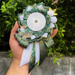 Green Ribbon Cosplay Ita Bags Rosette Protection Flower Pin Holder 58mm Badge Accessories Fill Tray Base Backpack Decorations 240115