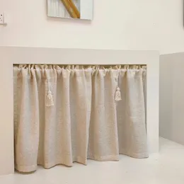 Cortinas de cozinha artesanais de algodão e linho, cortina curta com borlas, janela, valência, café, camadas para fazenda, quarto, hastes, bolsos 240115