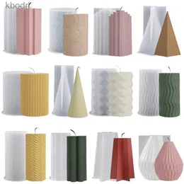 Craft Tools Creative Geometric Fringe Column Silicone Candle Mold Wave Origami Cylinder Cone Harts Gutta Soap Chocolate Mold Home Decor Gift YQ240115