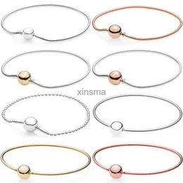 Catena Chiusura a sfera originale COLLEZIONE ESSENCE Bracciale a catena con serpente in rilievo Misura argento sterling 925 Bracciale con ciondolo con perline Gioielli di moda fai da te YQ240115