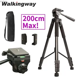 Tripodlar 200cm 79 inç yükseklik ağır hizmet tipi kamera tripod taşınabilir profesyonel alüminumstand tripod, dslr telefon yüzüğü için pan kafası ile lightl240115