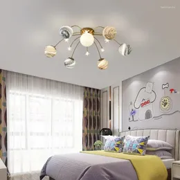 Chandeliers Planet Led Chandelier Lights 천장 거실 크리스탈 볼 실내 집 장식 공간 별이 빛나는 스카이 램프