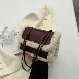 Modekedja lambwool axelväska kvinnor mjuk läder handväska damer liten flap underarm handväska märke kvinnlig crossbody 220923