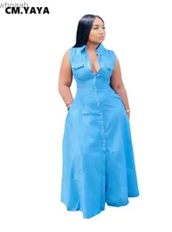 الفساتين غير الرسمية الأساسية فساتين غير رسمية cm.yaya-robe longue trapze col rabattu pour femme grande taille couleur unie boutonnage simple poches t yq240115