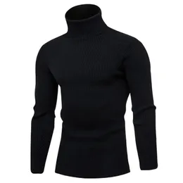 Herbst Winter Rollkragenpullover Männer Einfarbig Casual Wolle Gestrickte Pullover Herren Slim Fit Pullover Kleidung 240115