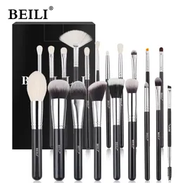 BEILI Schwarzes Make-up-Pinsel-Set, professionelle Pinsel aus natürlichem Ziegenhaar, Foundation, Puder, Kontur, Lidschatten, Make-up-Pinsel 240115