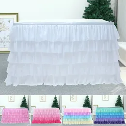 5 Layer Tulle Table Skirt Tutu Table Skirts Baby Shower Birthday Banquet Wedding Party Supplies Mermaid Color Chiffon Decoration 240113