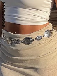 BOOFEENAA Y2k Style Silver Gold Chain Belts Apparel Accessories Boho Vintage Hippie Waist Belts for Women Rave Festival C67-BZ13240115