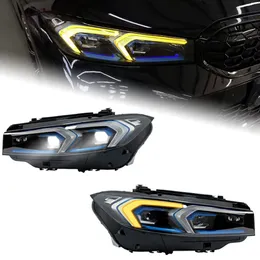 Bilkastare för BMW 3-serie G20 G28 20 19-2023 320i LED Auto Headlight Assembly Upgrade Blue Eyebrow Matrix Laser-strålkastare