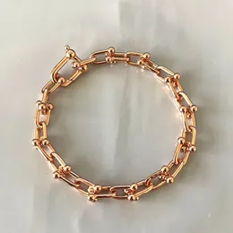 925 mini fibbia a ferro di cavallo a forma di U lusso high-end per uomo e donna bracciale per coppia galvanica oro rosa 18 carati regalo per feste240115