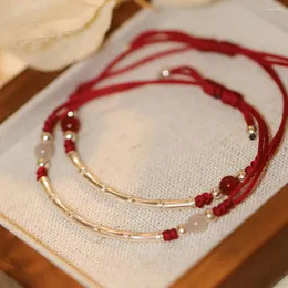 Bracelets de charme Bracelete de corda vermelha de corda vermelha Amuleto de manguito de bambu para boa sorte e sucesso Women Woven Ajuste Women
