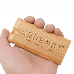 COURNOT Natural Bamboo Wood Dugout Case With Ceramic One Hitter Bat Pipe 78mm Cigarette Filters Tube Smoking Hand Pipes