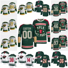 커스텀 멘스 여성 청소년 핫 미네소타 하키 와일드 46 Jared Spurgeon Jersey 17 Marcus Foligno 38 Ryan Hartman 14 Joel Eriksson EK 36 Mats Zuccarello 24 Matt Dumba 97