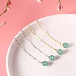 Dangle Küpeler Nephrite Yeşim Boncuk Muska Tılsımlar Enerji Kadın Oyunlu Takılar 925 Gümüş Doğal Hediye Taş Çin Gerçek Yeşil