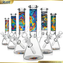 10 inç beher bong hayvan çıkartmaları nargile kalın cam pyrex sigara su borusu yağı dab teçhizat 14mm eklem