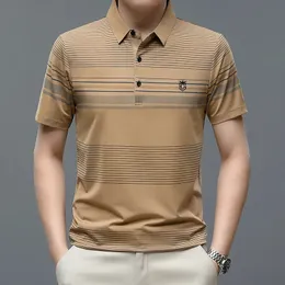 BROWON Brand Polo Shirt Men Tops 2024 Fashion Smart Casual Short Sleeve Office Work Clothes Striped Print Summer 240115