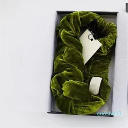 Luxus elastische Turban Kopfbänder grün schwarz samt Herbst Winter Haarbänder Bandanas für Frauen Designer Stirnband Headwraps Bandana Geschenk