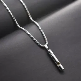 Pendant Necklaces Whistle Necklace Hip-hop Personality Trendy Men's Simple Cool Flute Can Blow Creative Metal Chain220O