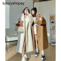 デザイナーMaxmaras Teddy Bear Coat Womens Cashmere Coatsウールウィンターオフシーズン2024 NEW M HOME LONG SILHOETTE PARTICLE LAMB SATISSOR FU