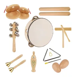 Giocattoli per strumenti musicali in legno per bambini Nacchere per tamburi ecologici Maracas Giocattoli musicali a percussione Giocattolo educativo precoce per bambini 240113