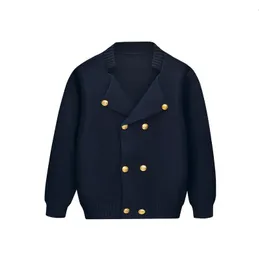Arrivo Cardigan lavorato a maglia per ragazzi Cappotti doppiopetto stile Inghilterra Primavera Autunno Blu navy Uniforme per adolescenti Maglione per ragazze 240113