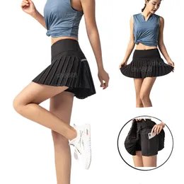 تنورة مطوية LL Women Tennis Gym Cloths Sports Shorts Female Grans Fiess Dance Yoga Intelder Beach Biker Golf Varts عالية الجودة S