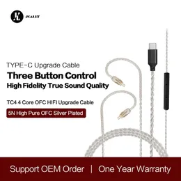 Аксессуары JCALLY TC4 USB-кабель для наушников типа C, 4 доли TYPEC, бескислородная медь, провод для обновления гарнитуры с микрофоном MMCX QDC ZSN